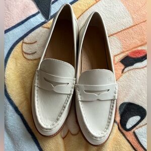 Lauren Ralph Lauren Wynnie Cream Leather Loafers